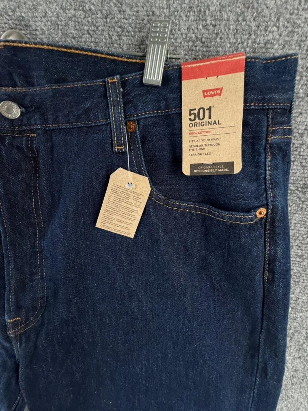 NWT Levis 501 Jeans Men 4232 Straight Leg Button Fly Dark Wash Classic Red Tab